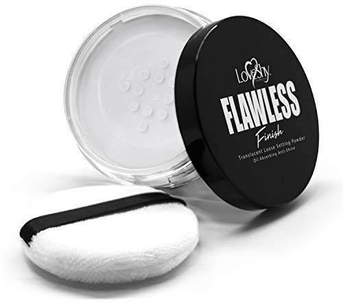 LoveShy Vegan loose setting powder 5g with makeup sponge, translucent loose setting powder, vegan loose setting powder, professional loose makeup powder (Translucent)