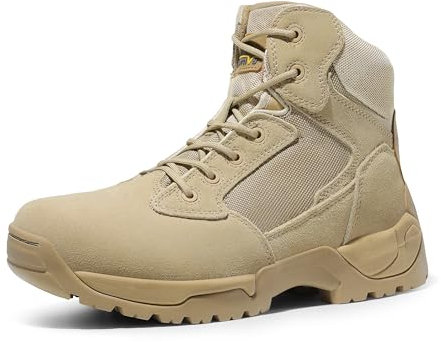 NORTIV 8 Herren Militärstiefel Einsatzstiefel mit Reißverschluss Taktische Boot Security Stiefel Kampfstiefel Springerstiefel Armee Outdoor Trekking Schuhe,Size 43,Sand,ALLOY