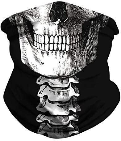 YJZQ Cagoule Halloween Masque 3D Bandana à Visage Unisexe thème Tete de mort Noir Déguisement de fête Tours de cou sans coutures pour Moto Vélo Randonnée Ski