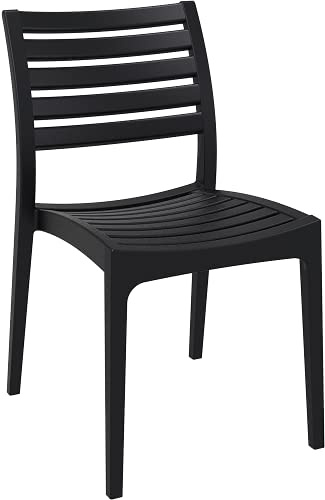 Sedessi Ares stapelbarer Stuhl - Der hochwertige Gastrostuhl, Gartenstuhl, Terrassenstuhl, Esszimmerstuhl oder Balkonstuhl. Witterungs-, Frost- und UV-beständig. (Black)