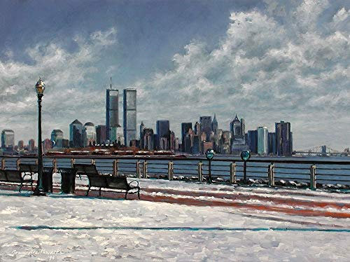 Feeling at home LEINWANDDRUCK im SCHATTENFUGENRAHMEN Lower Manhattan Braithwaite Bruce - Die Architektur horizontal Kunstbilder im Holzrahmen cm_40_X_56