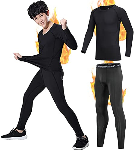 Joligiao Conjunto de Ropa Interior Termica para Niños Funcional Deportivo Térmicos de Esquí Ropa Camisetas Termicas Niño Set De Ropa De Secado Rápido para Futbolístico