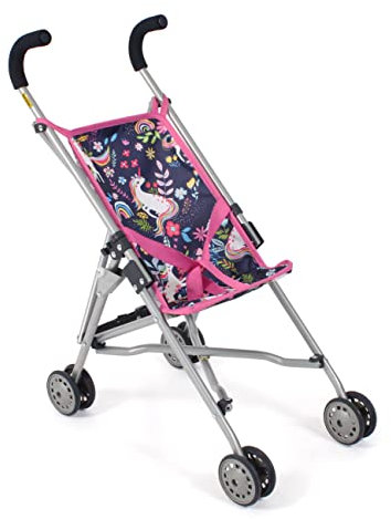 Bayer Chic 2000 Puppenbuggy Roma, Puppenwagen, Mini-Buggy, Einhorn, Navy, pink, 601-43, Einheitsgröße