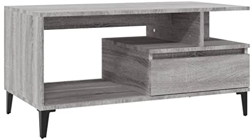 vidaXL Couchtisch Wohnzimmertisch Beistelltisch Sofatisch Teetisch Kaffeetisch Tisch Wohnzimmer Grau Sonoma 90x49x45cm Holzwerkstoff