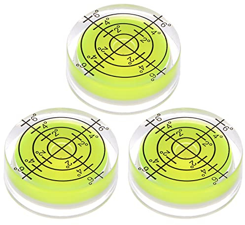 sourcing map 3 niveles de burbuja redondos de 32 x 12 mm, mini niveles de burbuja circular para nivelar cámara, trípode, telescopio, taller, tocadiscos, marco de fotos, color lima