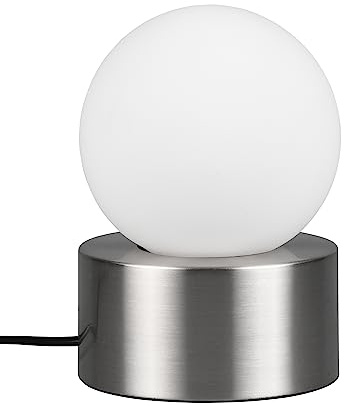 Reality Leuchten Tischleuchte Countess R59051007, Metall Nickel, Glas weiß, exkl. 1x E14, On/OFF Touch |