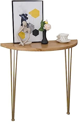 GIZNXBA Konsolentisch Holz Halbrunder Sofatisch Moderner Eingangstisch Kleine Räume Für Foyer Akzenttisch Flur Konsolentisch Eingangstische Für Haustür Wandtische (Color : /Gold)