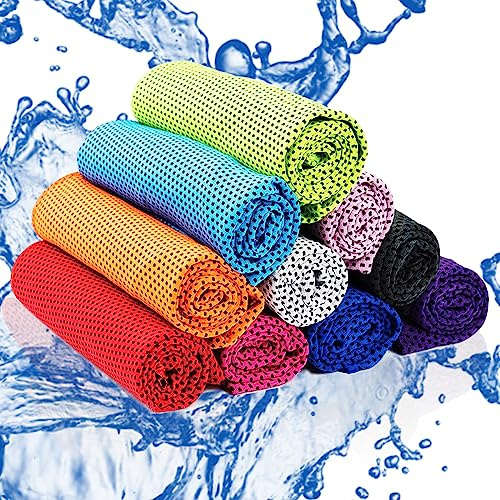 Yisscen 10PCS Serviette Sport, Cool Towel, Serviette de Refroidissement, Serviette rafraîchissante, pour Le Sport, la randonnée