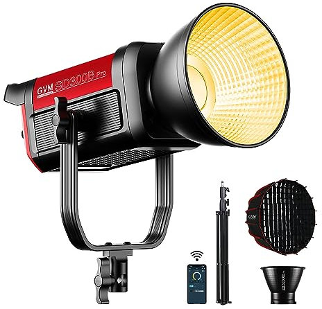 GVM 300W LED Video Light Kit with Softbox, CRI97+ Photography Lighting for Video Recording with Bowens Mount, 65000Lux/m Studio Lights with APP&DMX Control, 2700-6800K, 12 Scene Light