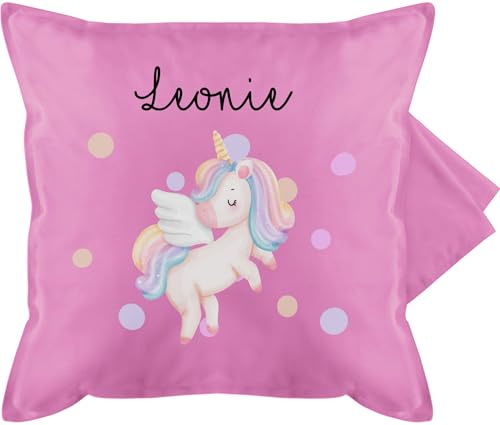 Kissenbezug - Einhörner - Süßes Einhorn Sweet Unicorn - 50 x 50 cm - Pink - personalisierte kissen mädchen einhornkissen unicorns und kuschelkissen polster kinderkissen kindergarten einhörnern