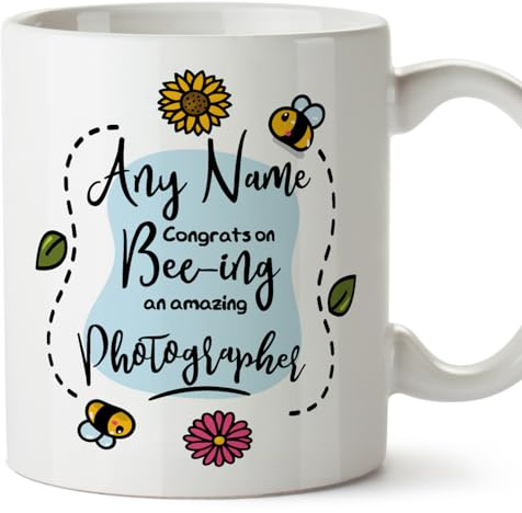 MUGFFINS Personalised Mug for Photographer - in English - Thanks for Beeing - Funny Custom Gift for Colleagues - Ceramic 11oz Mug