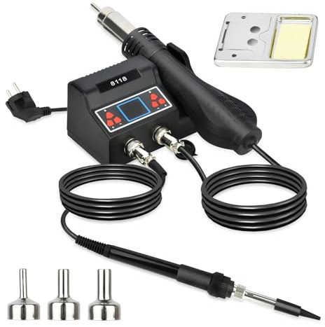 Stazione di saldatura, 2 in 1 Saldatore stagno professionale, 700 W/(saldatore) 80 W Temperatura Regolabile 180 ℃-500 ℃, Con Interruttore E Display Lcd
