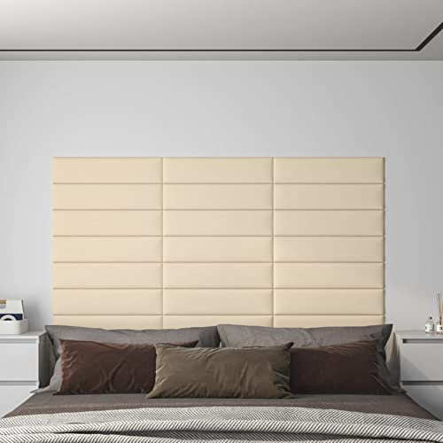 ZEYUAN Wandpaneele 12 STK Deckenpaneele, Wanddeko, Styropor Platten, Wohnkultur, Creme 60x15 cm Stoff 1,08 m²