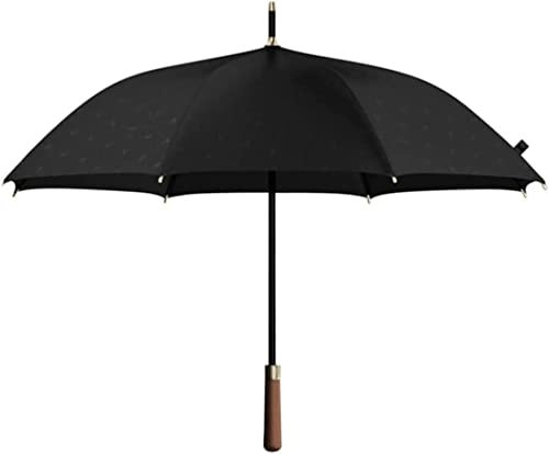 DEEDAV Golfschirme Golfschirm, Großer, Windfester Stockschirm Mit Holzgriff, Schwarzer, Automatisch Geöffneter, Belüfteter Regenschirm Familien Regenschirm (Color : Black, Size : 100)