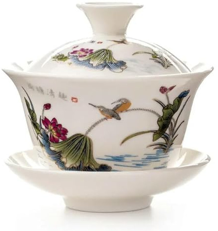 LAMPPE Tazze da tè Gaiwan Tradizionale Cinese Elegante zuppiera da tè in Ceramica con Coperchio, piattino, Tazza da tè Kung Fu