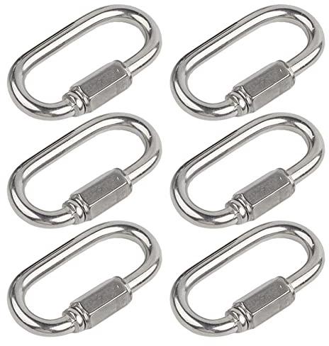 FEEIMOL Edelstahl Kettenglied Karabiner M5 Schraubverbinder Kettenverbinder Karabinerhaken Rapid-Glied Schraubkarabiner für Zuhause Klettern Camping Wandern Reisen