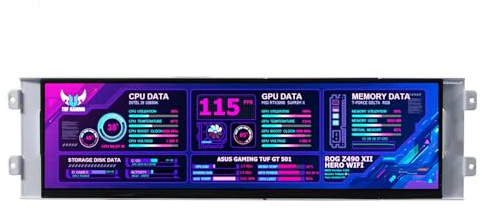 VSDISPLAY Monitor de pantalla LCD de barra 2K de 12.7 pulgadas 2880x864 DIY para carcasa de PC D41 | Pantalla secundaria de monitoreo de CPU/GPU para computadora de construcción, con entrada USB-C