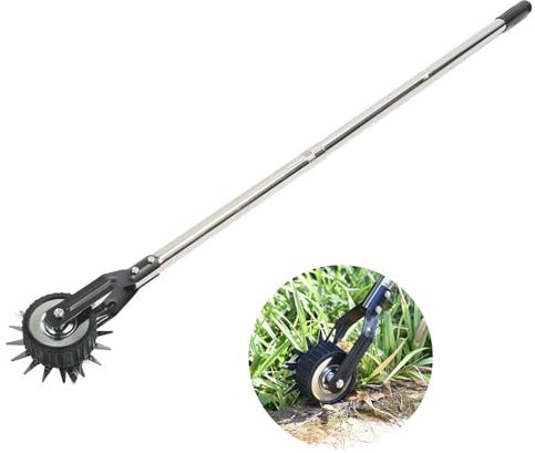 Rotary Lawn Edger, Hand Manual Lawn Edger Manganese Stainless Steel Lawn Edging Cutter with Anti Slip Handle Wheel Rotary Trimmer Grass Edger for Yard, Garden, Landscape,