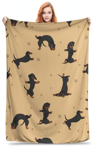 Dackeldecke, süßer, lustiger Dackel, weicher, gemütlicher Flanell, leicht, warm, Reise-/Couch-Überwurf, Decke für Bett, Wohnzimmer, Dekoration, Geschenke für Kinder und Erwachsene, 152,4 x 127 cm