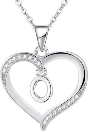 Cosie Lily silverhalsband för kvinnor hjärta initial halsband sterling silver halsband bokstavshalsband A-Z namn hänge smycken för kvinnor, initial halsband för flickor gåvor för flickor