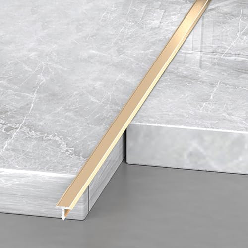 Übergangsleiste Übergangsprofil Extra Schmale Flache Bodenübergangsleiste 1.3m 2er-Pack. T Form Bodenfugenleiste Für Türschwellen/ Vinyl Böden/ Fliesen, Nahtverbindungsleiste Aus Aluminium(Gold,W 1 3/
