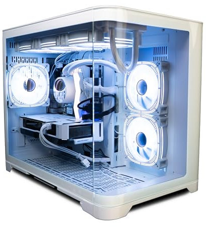 ionz Gaming PC - Desktop Computer, Ryzen 5 5600, NVIDIA RTX 5060,16GB RAM 1TB NVMe SSD, 240mm AIO, Windows 11, 600W 80+ PSU, WiFi, White - Flow