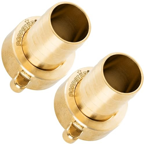 2x Raccordo per tubi flessibili Poppstar filetto interno 3/4 di pollice in ottone (incl. dado di raccordo con guarnizione piatta) su beccuccio per tubi flessibili 3/4 di pollice (19 mm)