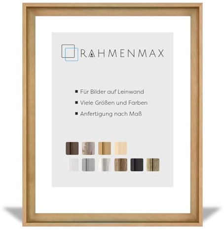 RahmenMax MDF-Leerrahmen ASTURIEN speziell für Leinwandbilder BZW. Keilrahmenbilder im Format 70 x 100 cm. Schattenfugenrahmen in der Farbe: Buche Dekor. 10 Farben zur Auswahl