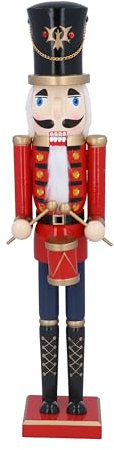 Gisela Graham Red and Black 60 Centimetre Wooden Nutcracker with Drum