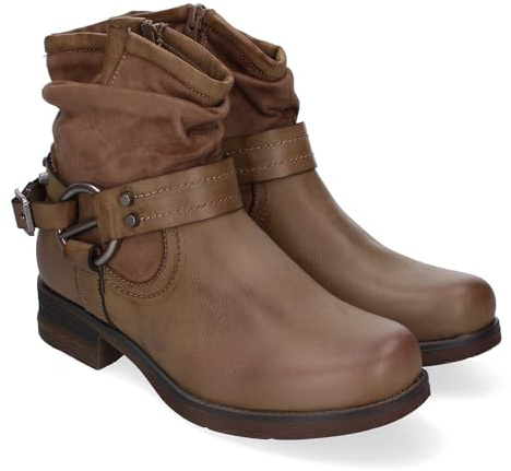 shoes&blues.es 87180 Botin para Mujer, Estilo Biker, Comodo y Elegante, Correa con Hebilla, y Cierre de Cremallera. Kaki Talla 37