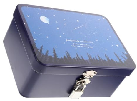 OFFSCH Aufbewahrungsbox Mit Schloss - Weißblech-organizer Vintage-verschlussbox Metall-aufbewahrungsbox Deko-box Für Zuhause Schreibtisch-organizer