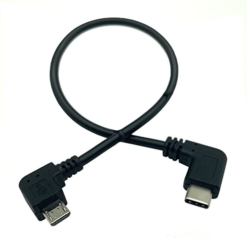 Halokny USB C to Micro USB Cable - 90° USB-C Male to Micro USB Adapter, 10 Inch/25cm Charging Cable