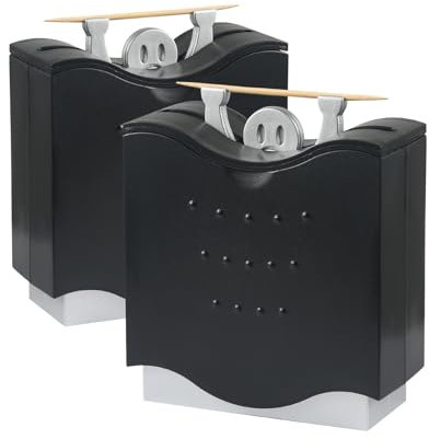 FHISKUNYU 2 Pièces distributeur cure-dent, gadget insolite utile, gadget cuisine, Porte-stylos à dents, en ABS, idéal pour les soirées familiales et les restaurants(Noir)