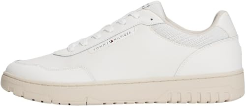 Tommy Hilfiger Uomo Sneakers con Suola Preformata Basket Core Profilo Basso, Bianco (Ecru), 44