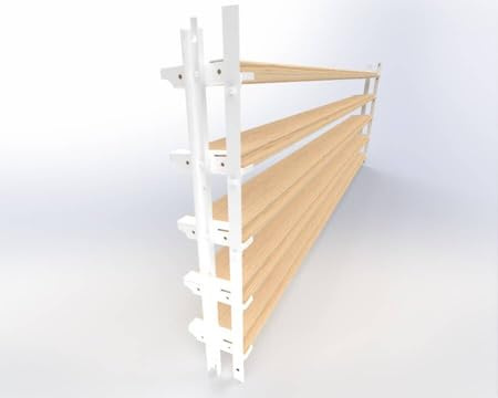 Project of Wood Sistema di Persiane in Alluminio 48 cm Bianco, Lamelle Regolabili, Montaggio Verticale e Orizzontale, Struttura Robusta per Tavole 98 x 20 mm, 5 Maniglie