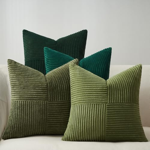 Topfinel Kissenbezug Grün 50x50 4er Set Cord Sofakissen Dekokissenbezug Kissenhülle Kissenbezüge für Sofa Wohnzimmer Schlafzimmer Dekokissen Aesthetic Herbst