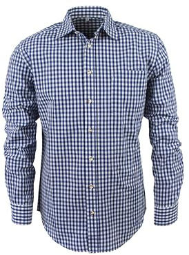 TR Martha Traditional Shirt Men's Oktoberfest Shirt Outfit Costume Checked Shirt Red Traditional Shirts Casual Shirt Long Sleeve Checked Shirt Cotton S-3XL, blue, L