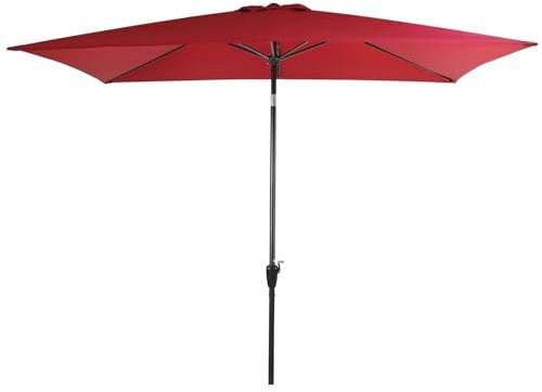 Parasol Terraza Parasol De Jardín De 3x2 M con Manivela E Inclinación, Toldo De Sombrilla para Exteriores para Césped, Jardín, Patio Trasero, Piscina(Red)
