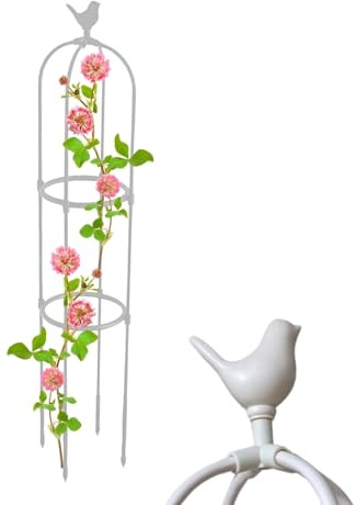 Rustproof Tower Obelisk Garden Trellis, 65-205cm Garden Trellis For Climbing Plants, Obelisk Heavy Plant Cage, Rose Tower Vine Decorative For Climbing Vines(White,28 x 85cm/11 x 33.5in)