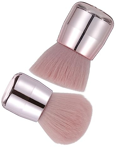 WRITWAA Portable 2pcs Mushroom Head Makeup Brush Set Retractable Powder Foundation Brush for Face Cosmetic Travel Use