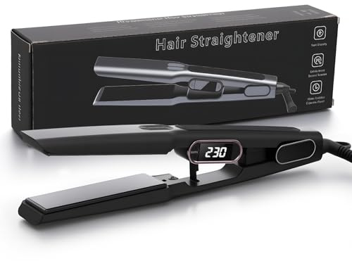 Piastra Capelli Professionale 2-In-1, piastra larga 42 mm, Riscaldamento Rapido, Display LCD Chiaro, Temperatura Regolabile 80°C-230°C, Ideale Per Capelli Lisci, Ricci e Mossi