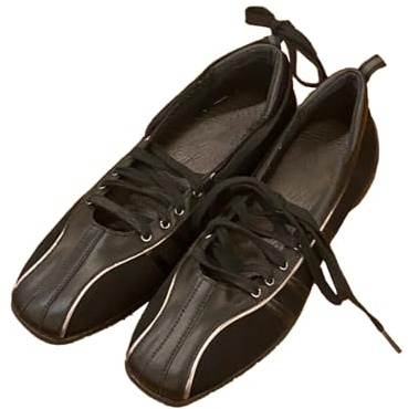 Balettsneakers för kvinnor bekväma läder Mary Jane snörning plattform ballerina platta skor 2025 Casual promenadskor, Svart, 40 EU