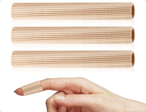 Emezddo Protectores de Dedos de 3 Piezas,Almohadillas Recortables para Puntera,Vendaje Tubular de Protección contra la Presión,Vendaje para Dedos,Ideal para Callos,Juanetes(Tamaño Pequeño)