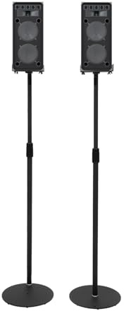 Czyurachel Lot de 2 supports de haut-parleurs réglables en hauteur (75 à 140 cm), haut-parleurs colonnes, étagère rotative à 360°, jusqu'à 6 kg, noirs