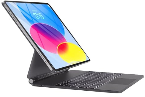 JADEMALL Magic Keyboard für iPad 10 Generation 2022 10.9 Zoll & iPad A16 11 Generation 2025 11 Zoll, mit Touchpad und 7-Farben Beleuchtung, Magnetische Montage, Deutsches QWERTZ, Schwarz
