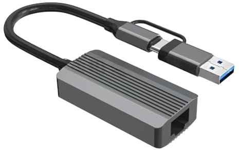 Osmond Adaptador Ethernet de Alta Velocidad de 2,5 G, USB 3.0 y Tipo C A Tarjeta de Red RJ45 para Ordenador Portátil, Servidor NAS.