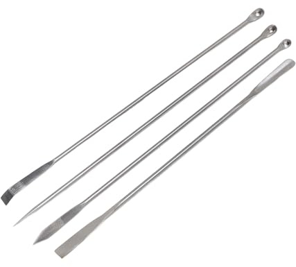 VBESTLIFE Set di Spatole Laboratorio, 1 Set di Spatole per Campionamento Laboratorio in Acciaio Inossidabile, Cucchiaio Combinato per Reagenti, Forniture Laboratorio, Confezione 4