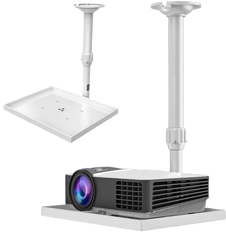 Zuxbolf Universal Projektor-Halterung für die Decke/Wand Beamer Halterung Deckenhalterung 30-52cm Höhenverstellbare Universalhalterung mit versteckter Kabelführung Tragfähigkeit 6kg für Heimkino Büro