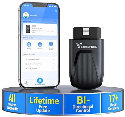 OBD2 Scanner Bluetooth Vdiagtool D100, Bidirectional Scan Tool Wireless - Full System Diagnostic With 17 Resets, Lifetime Updates Crank Sensor Throttle EPB Relearn Car Code Reader for iPhone & Android