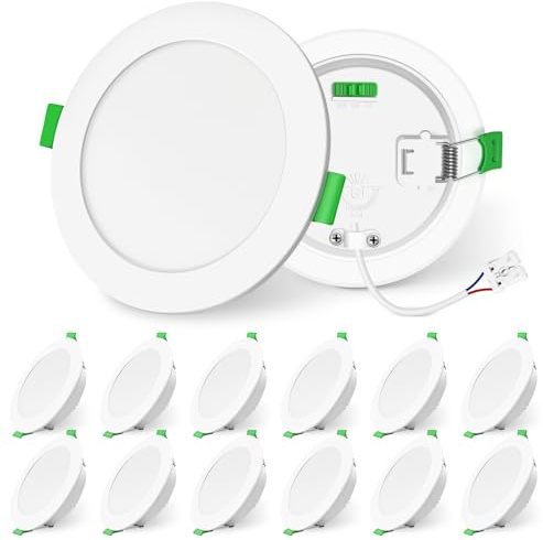 ALUSSO 12W 1200lm Einbaustrahler LED Spots 230V Dimmbar Einbauleuchten IP44 | Hohe Helligkeit, 3CCT Warmweiß Neutralweiß Kaltweiß Deckenspots, Ultra Flach Deckenleuchte Badezimmer Küche, Weiß 12er Set